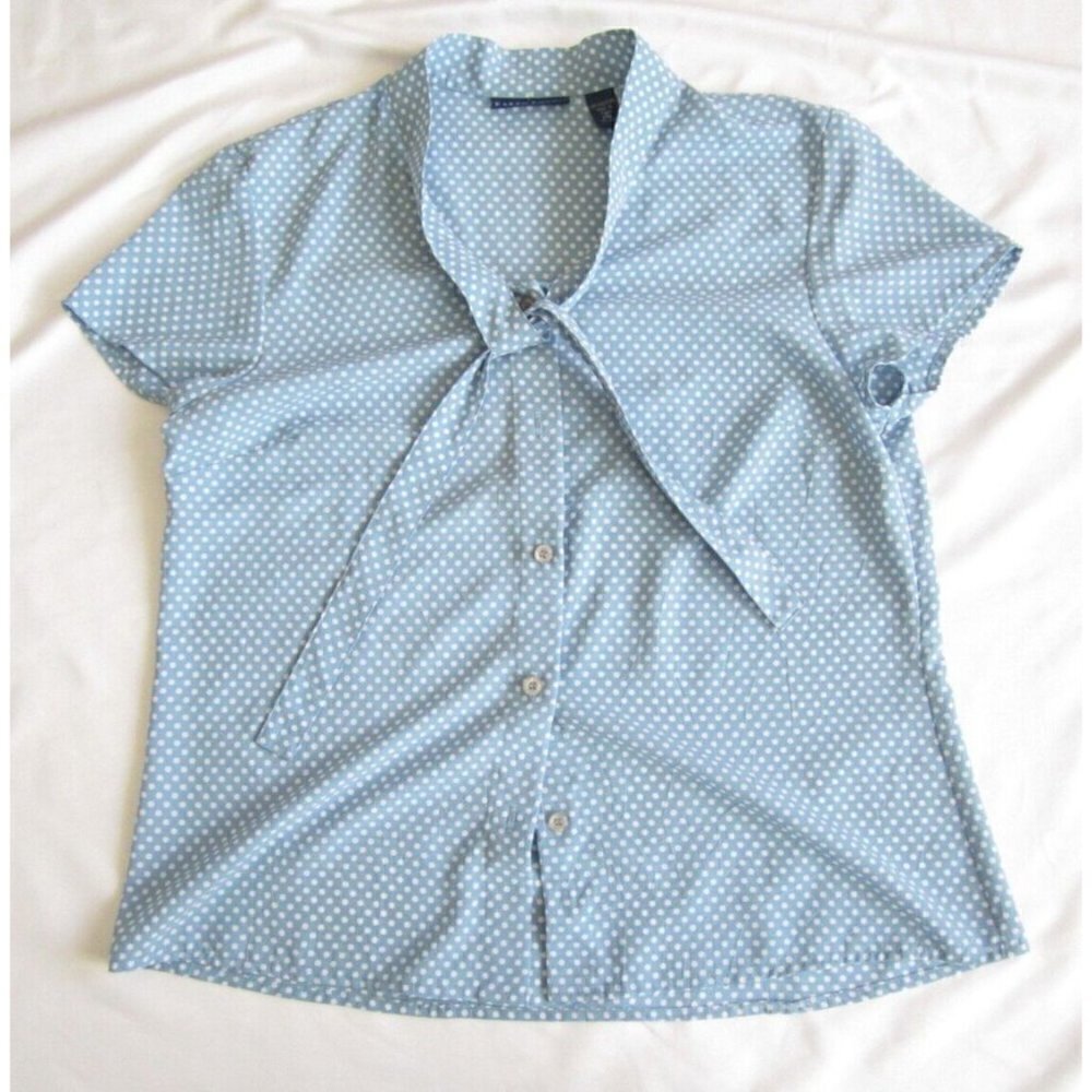 Women's Karen Scott 100% Polyester Button Polka Dot Blouse Sz PM (WB155)